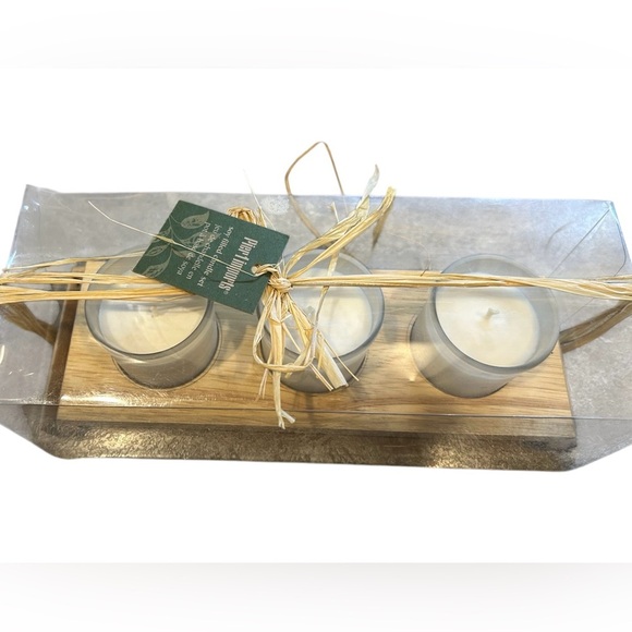 Pier 1 Import Soy Filled Candle Set With Wooden Holder Because Who Needs Therapy - Picture 2 of 5